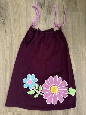Hanna Andersson Purple Big Mod Flower A line Dress for Girls Size 100 US 4